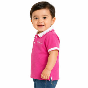 Pink Polo Collar Kids T-Shirt – Soft Cotton Smart Casual Summer Wear for Boys BloomUp