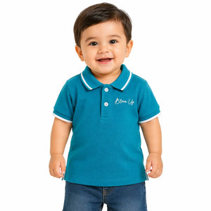 Teal Polo Collar Kids T-Shirt – Soft Cotton Smart Casual Summer Wear for Boys BloomUp