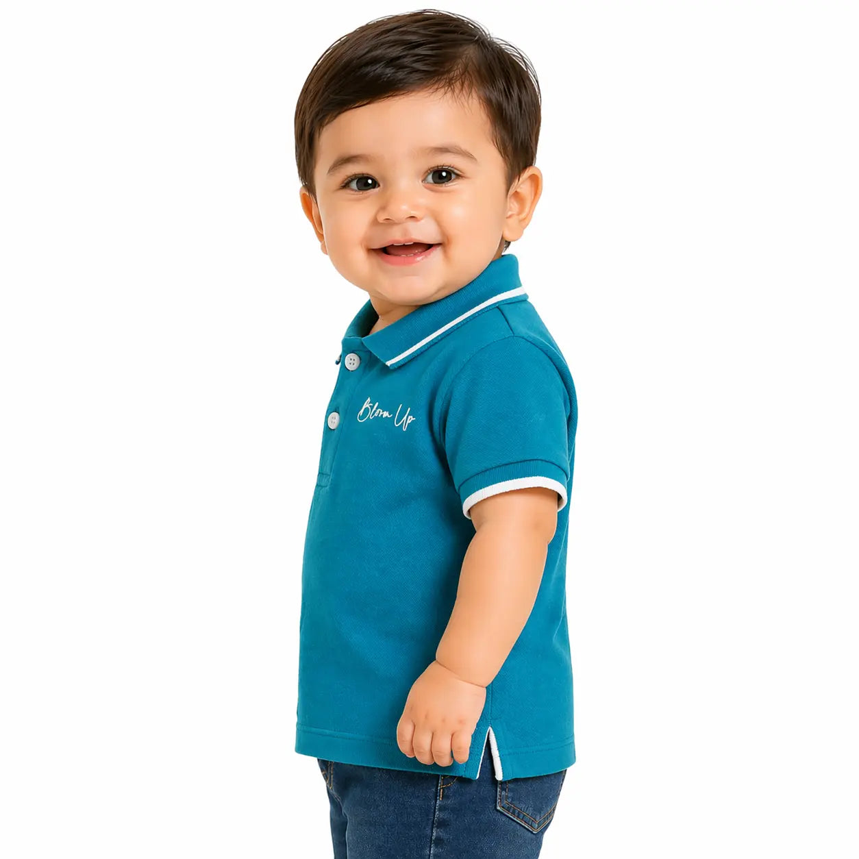 Teal Polo Collar Kids T-Shirt – Soft Cotton Smart Casual Summer Wear for Boys BloomUp