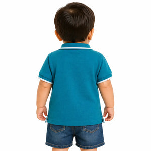 Teal Polo Collar Kids T-Shirt – Soft Cotton Smart Casual Summer Wear for Boys BloomUp