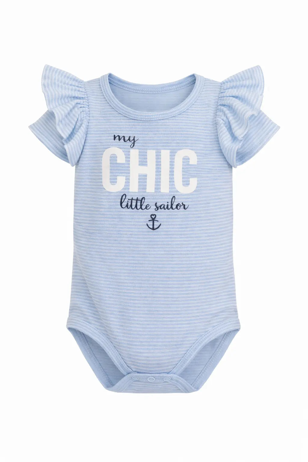 Baby Blue “My Chic Little Sailor” Printed Bodysuit – Soft Cotton Onesie BloomUp