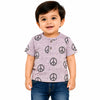 Mauve Peace Print Kids T-Shirt – Soft Cotton Summer Wear for Boys
