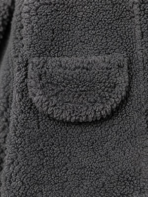 Charcoal Grey Sherpa Hooded Jacket for Baby Boys & Girls – Soft Fleece Winter Wear BloomUp