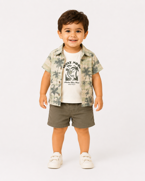 Boys Navy Checkered Pull On Soft Cotton Clothing Set BloomUp