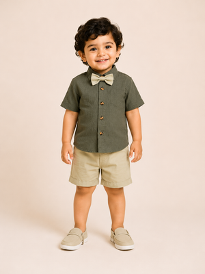 Dark Olive Baby Co-ord Top & Pant Set for Infants (0–24M) BloomUp