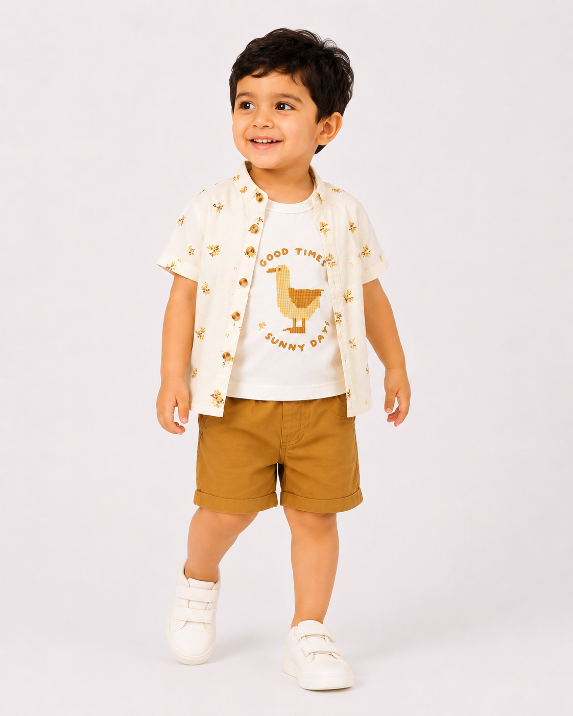 Boys Khaki Cargo Style Shorts Soft Cotton Clothing Set BloomUp