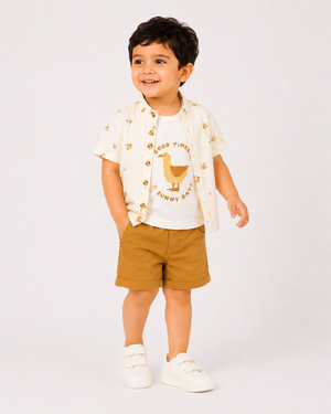 Boys Khaki Cargo Style Shorts Soft Cotton Clothing Set BloomUp