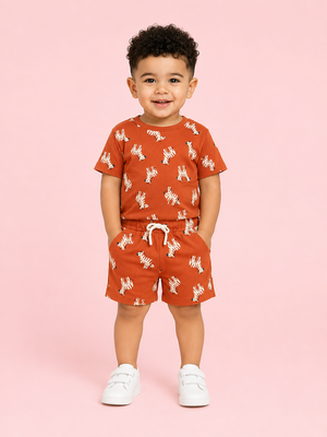 Boys Orange Soft Cotton Sets Casual Fashion Kids Wear BloomUp