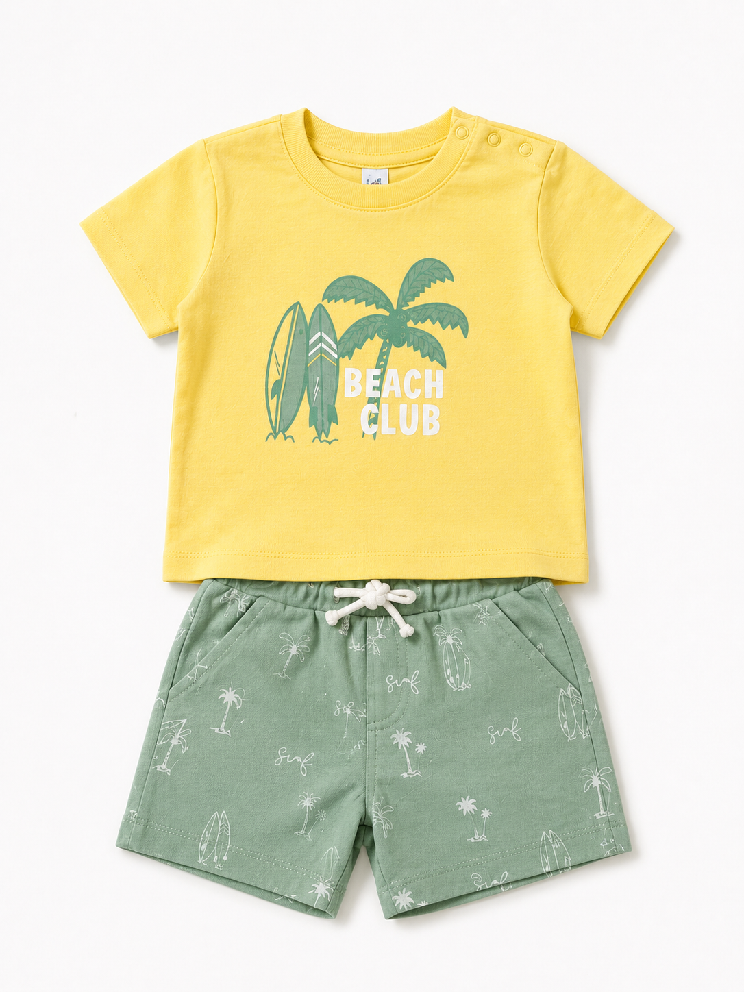 Boys Yellow Palm Graphic Shirt Soft Cotton Clothing Set BloomUp
