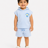Sky Blue Hooded T-Shirt & Shorts Co-ord Set for Boys – Soft Casual Summer Outfit