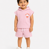 Pink Hooded T-Shirt & Shorts Co-ord Set for Boys – Soft Cotton Casual Summer Outfit
