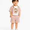 Dusty Pink 3-Piece Shirt, T-Shirt & Shorts Co-ord Set for Boys – Casual Summer Outfit