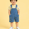 Light Blue Denim Dungaree Set for Baby Boys – Cotton Printed T-Shirt & Denim Overalls Outfit