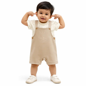 Baby Fawn Dungaree Romper Set with Printed T-Shirt BloomUp