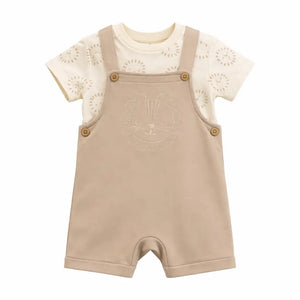 Baby Fawn Dungaree Romper Set with Printed T-Shirt BloomUp