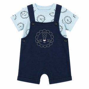 Baby Navy Blue Dungaree Romper Set with Printed T-Shirt BloomUp
