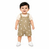 Baby Champagne Beige Whale Print Dungaree Romper Set with T-Shirt