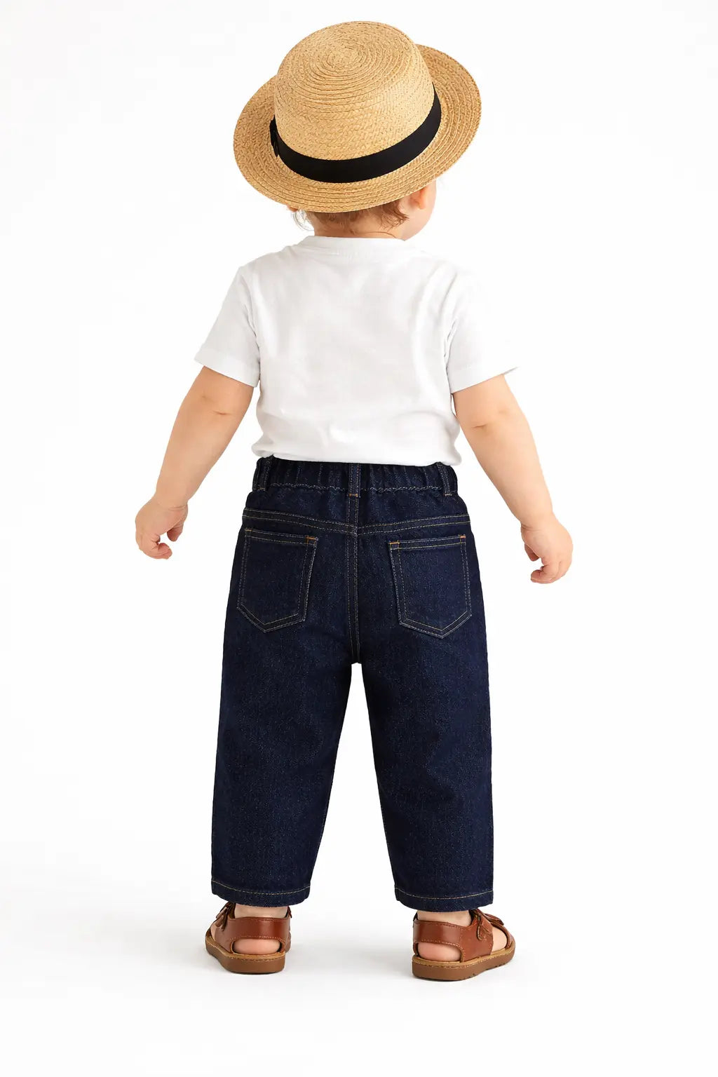 Kids Blue Denim Jogger Pants with Elastic Waist BloomUp