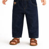 Kids Blue Denim Jogger Pants with Elastic Waist