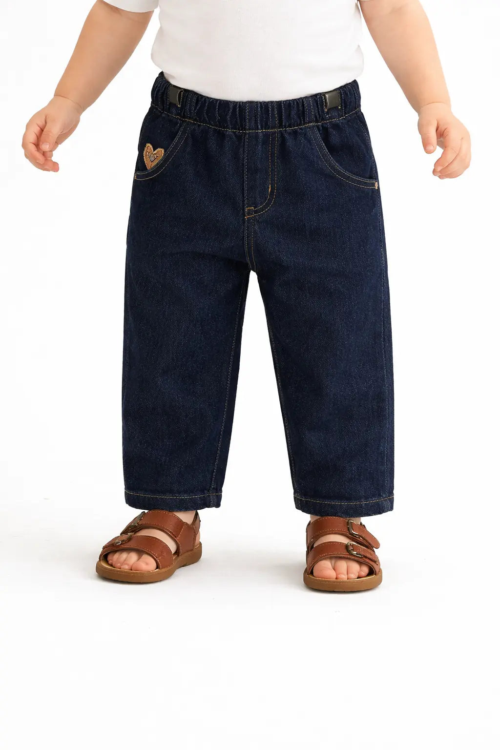 Kids Blue Denim Jogger Pants with Elastic Waist BloomUp
