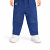 Kids Dark Blue Denim Pants with Elastic Waist & Heart Detail