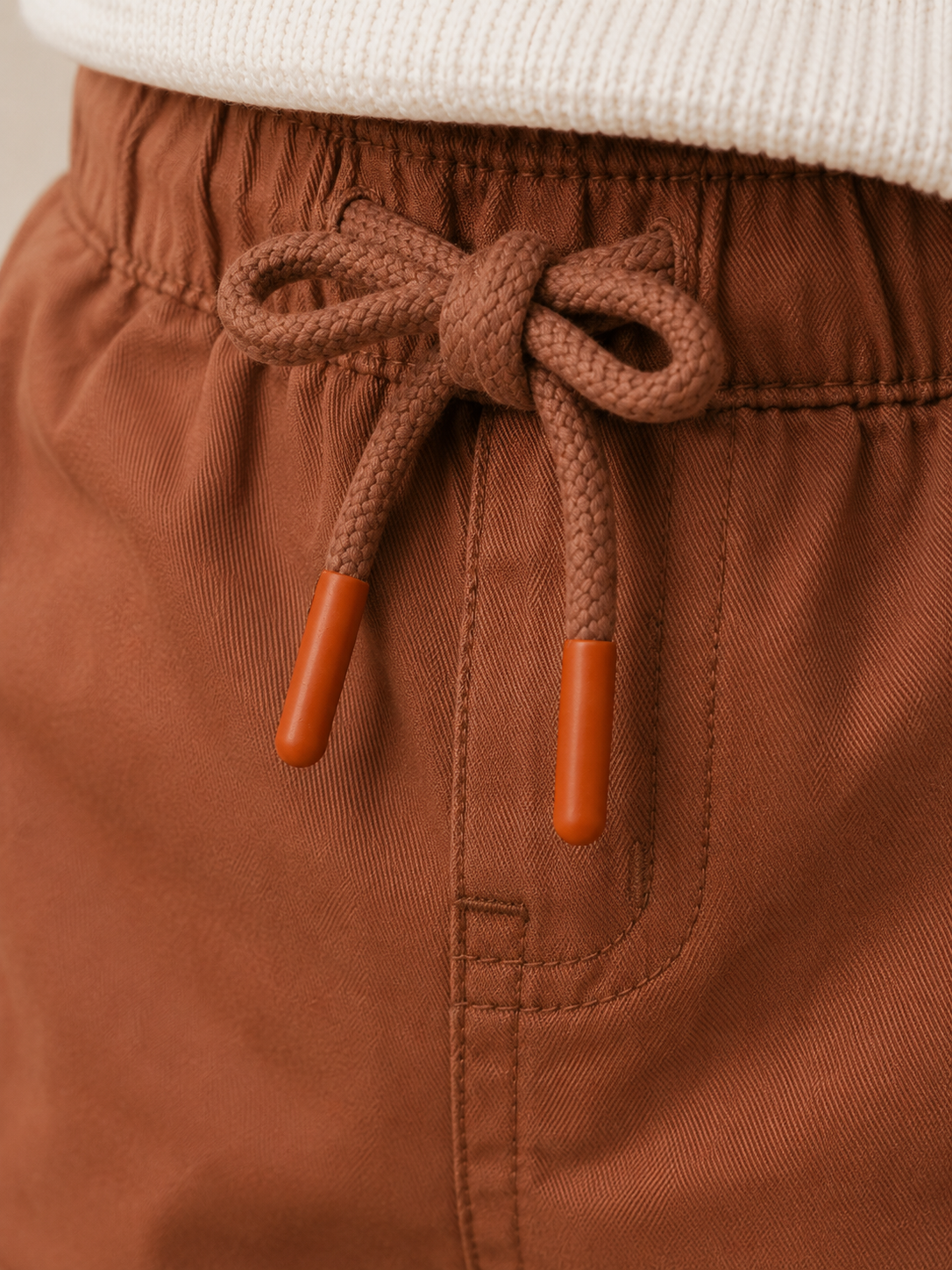 Kids Rust Brown Cargo Jogger Pants with Elastic Waist BloomUp