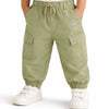 Kids Olive Green Cargo Jogger Pants with Elastic Waist