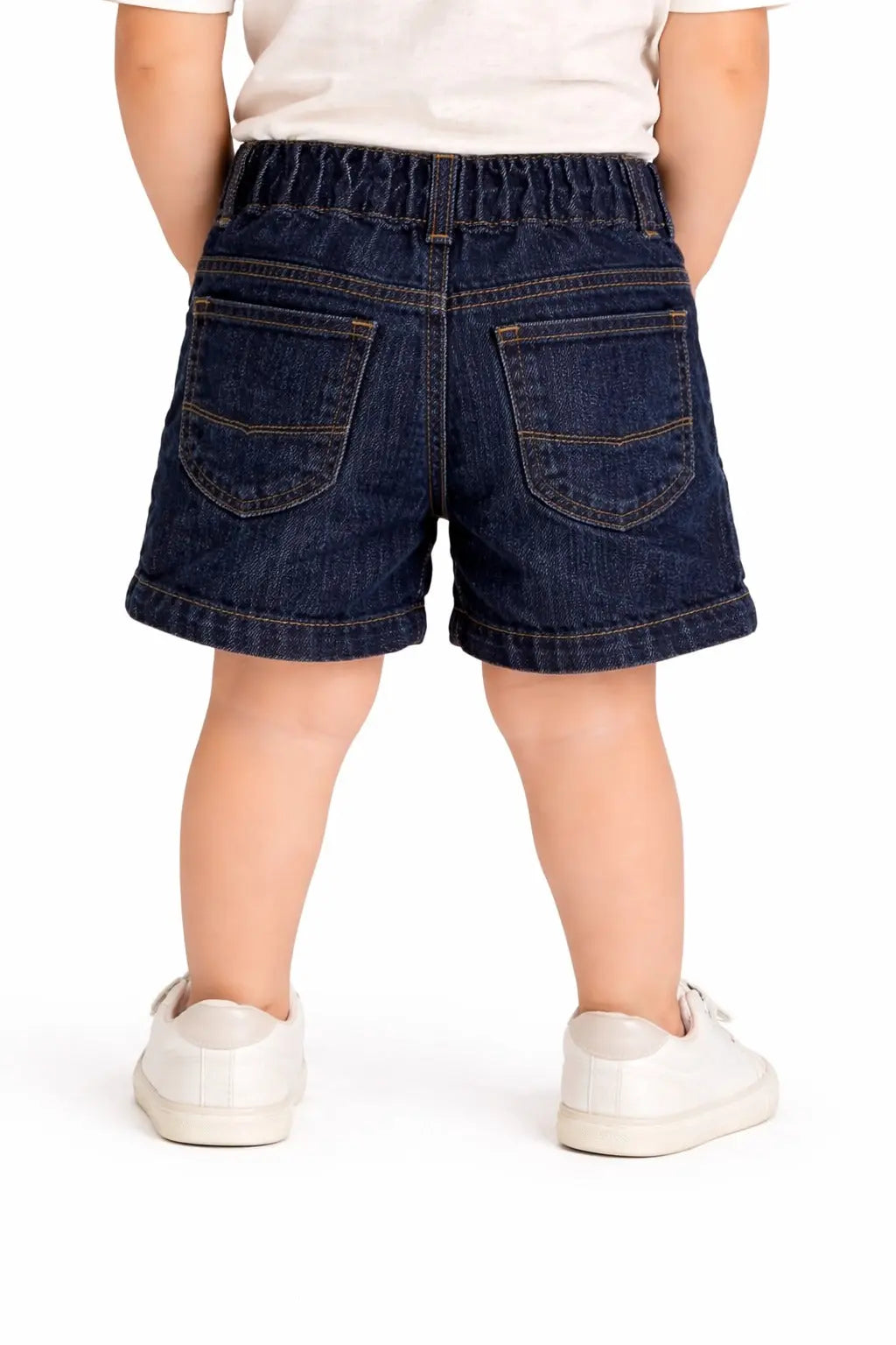 Kids Dark Blue Denim Cargo Shorts with Elastic Waist BloomUp