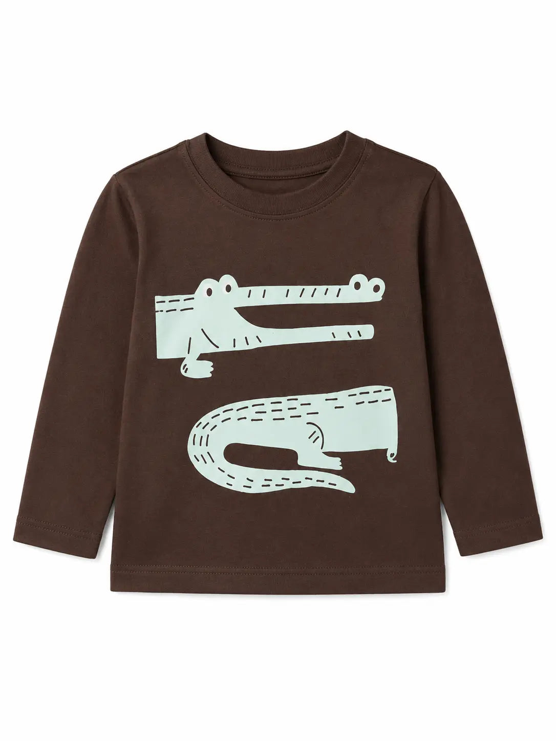 BloomUp Brown Crocodile Graphic Kids T-Shirt – Soft Cotton Full Sleeve Casual Wear Tee