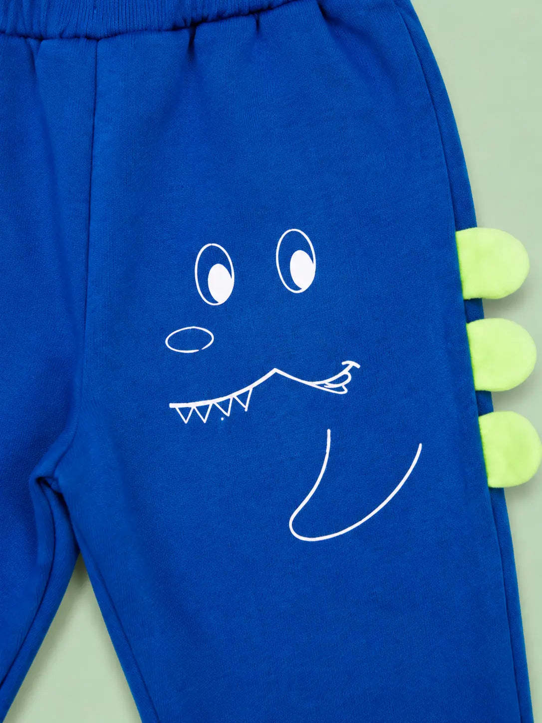 BloomUp Royal Blue Dinosaur Graphic Jogger Pants for Baby Boys – Soft Cotton Casual Bottomwear