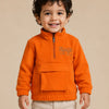 Orange Fleece Half-Zip Sweatshirt for Baby Boys – Soft Winter Pullover with Utility Pocket