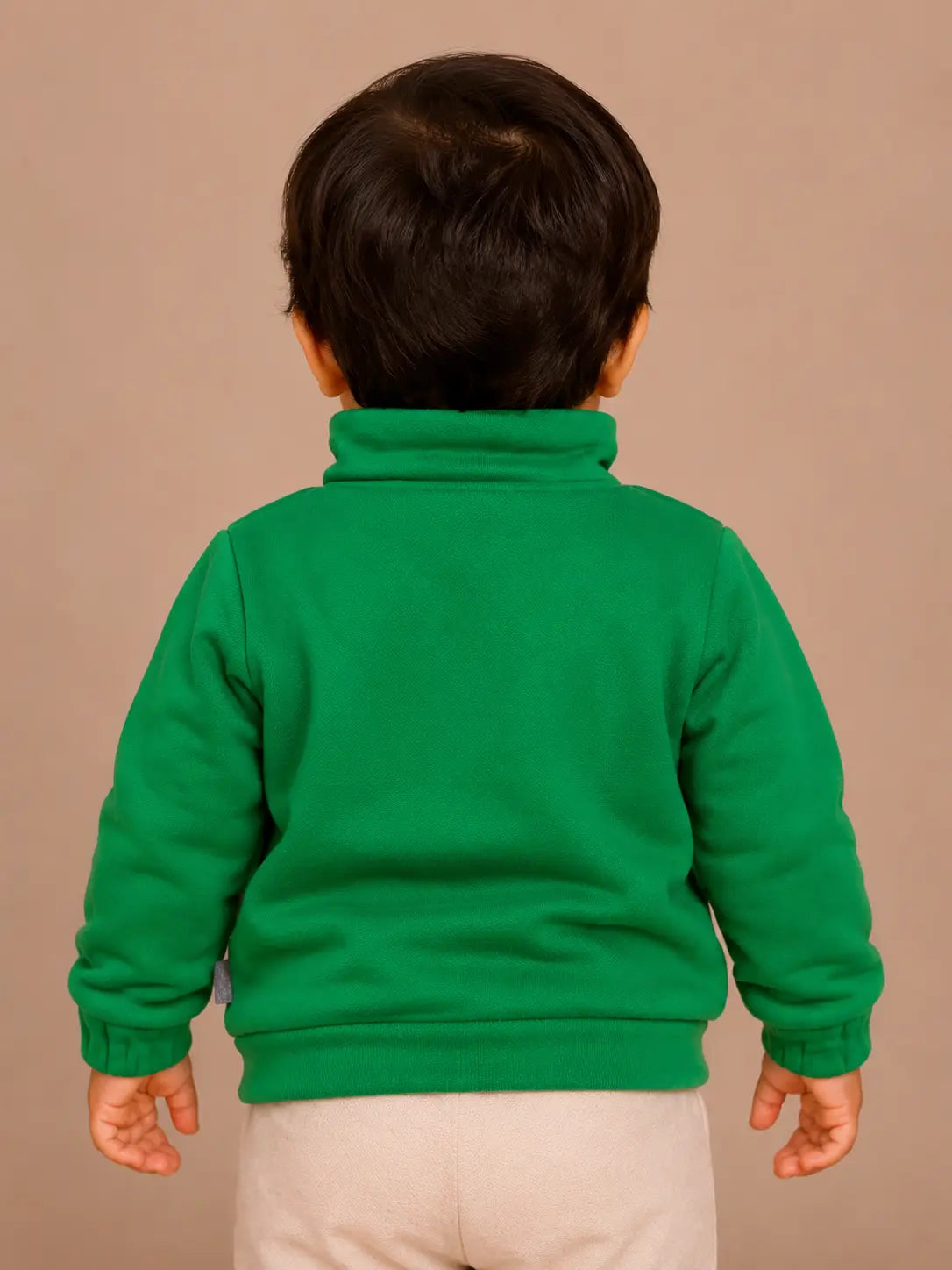 BloomUp Green Bear Graphic Half-Zip Sweatshirt for Kids – Soft Winter Wear Pullover with Front Pocket