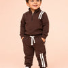 Chocolate Brown Track Co-ord Set for Baby Boys – Half Zip Sweatshirt & Jogger Pants Set