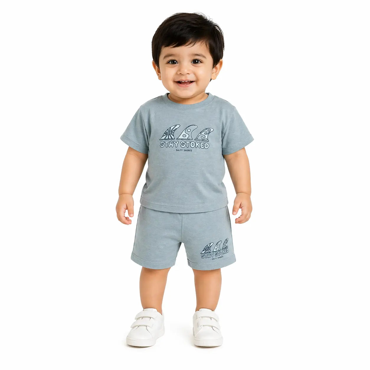 Blue Graphic T-Shirt & Shorts Kids Co-ord Set – Soft Cotton Summer Wear for Boys BloomUp