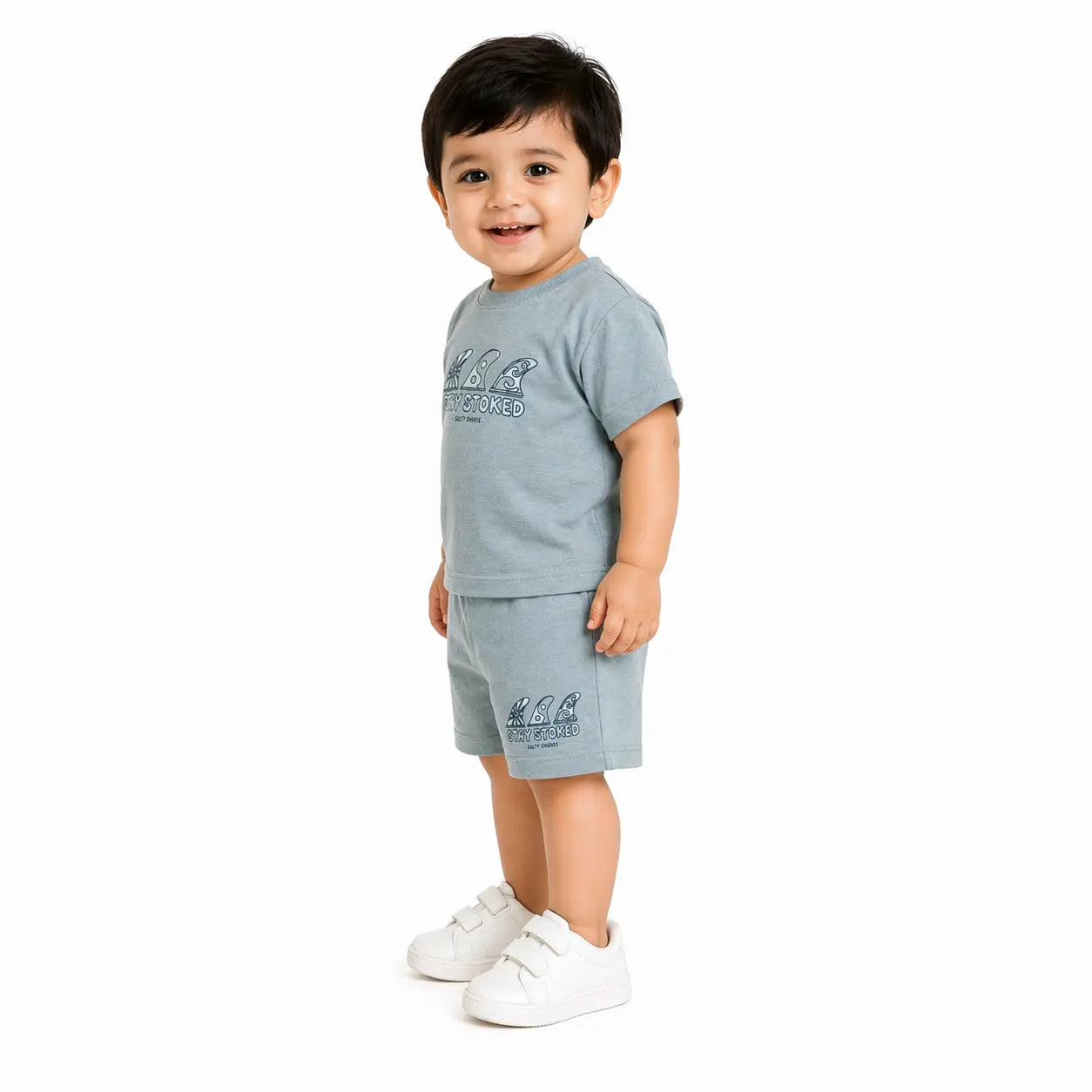 Blue Graphic T-Shirt & Shorts Kids Co-ord Set – Soft Cotton Summer Wear for Boys BloomUp