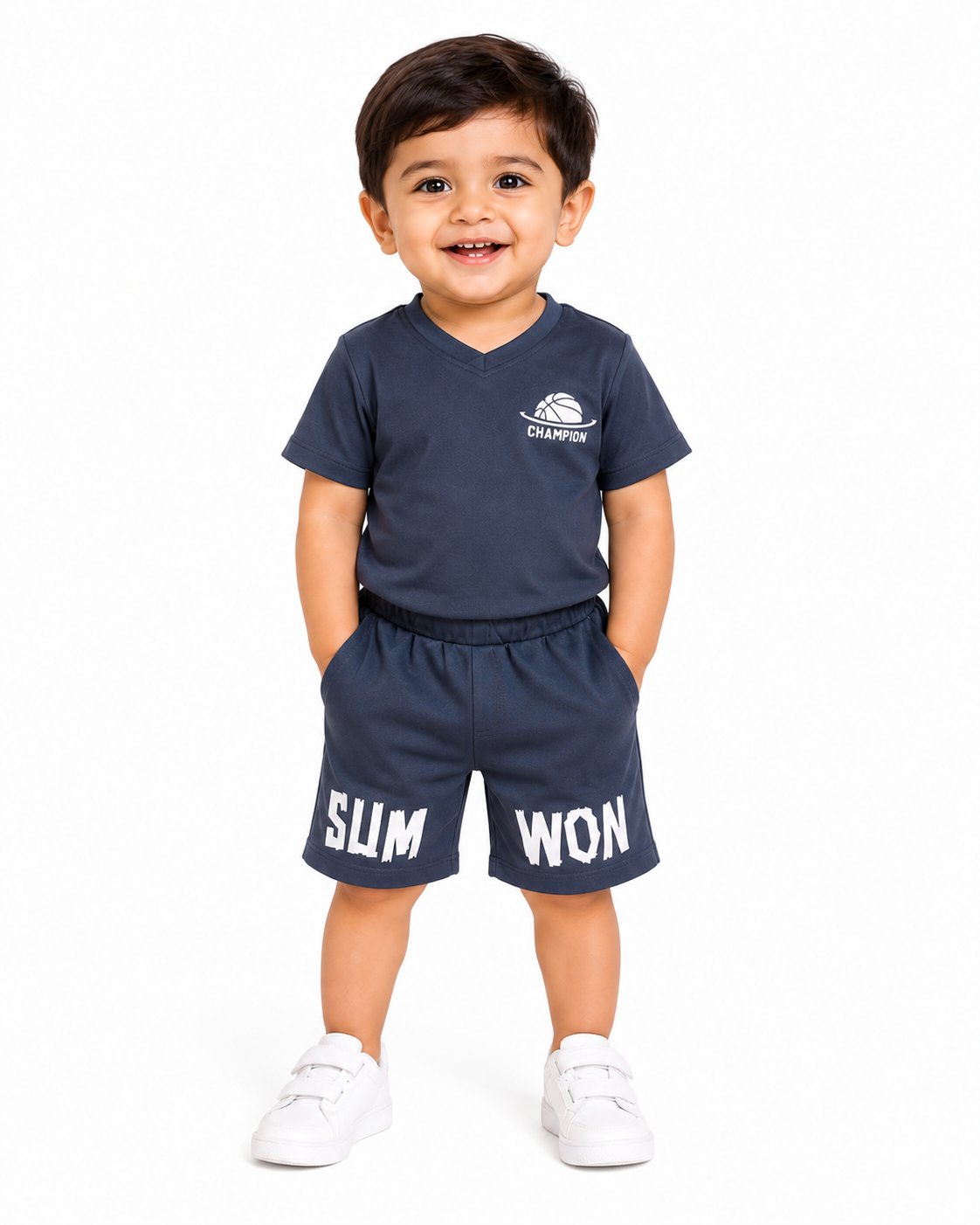 Boys Navy Shirt And Shorts Soft Cotton Clothing Set BloomUp