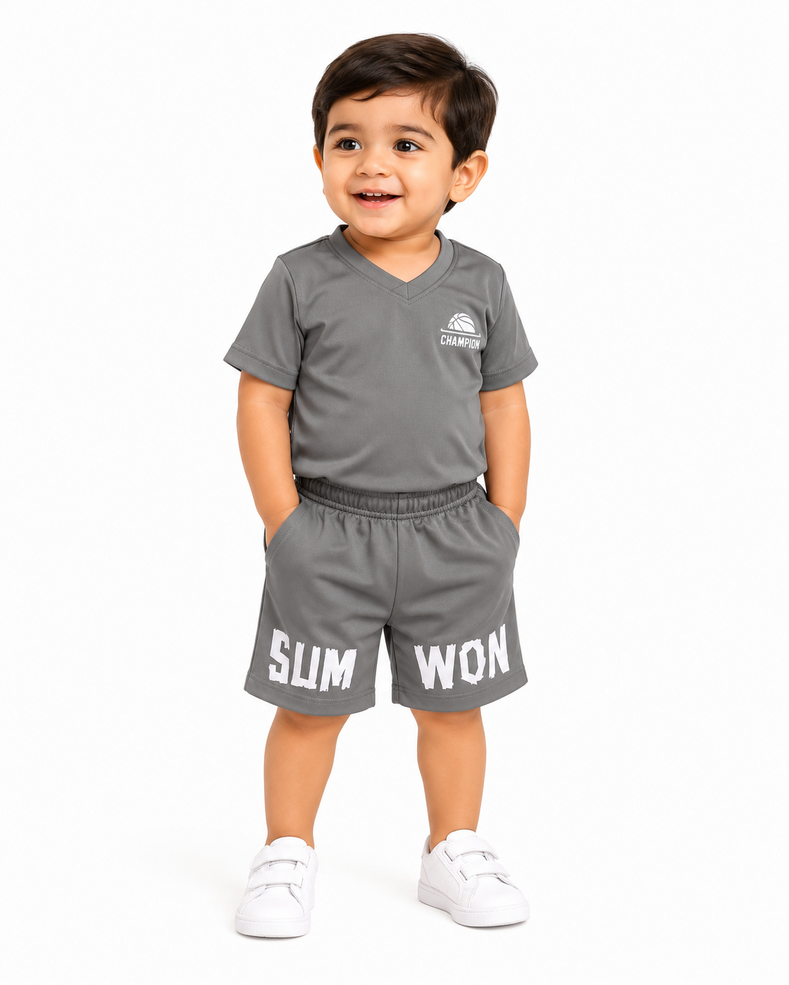 Boys Grey Shirt And Shorts Soft Cotton Clothing Set BloomUp