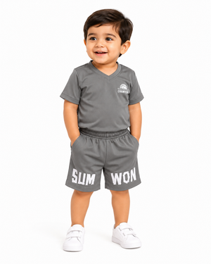 Boys Grey Shirt And Shorts Soft Cotton Clothing Set BloomUp