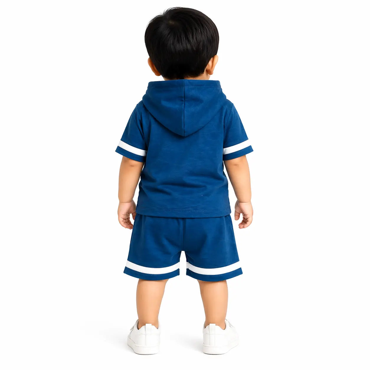 Kids Blue Hooded T-Shirt & Shorts Co-ord Set BloomUp