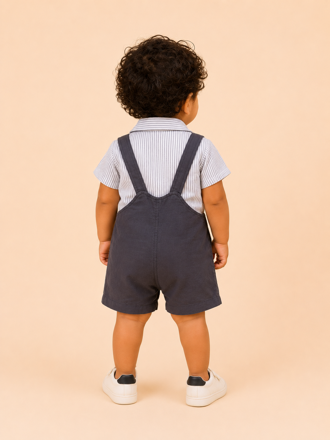 Boys White Shirt With Navy Soft Cotton Kids Fashion Wear BloomUp