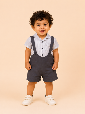 Boys White Shirt With Navy Soft Cotton Kids Fashion Wear BloomUp