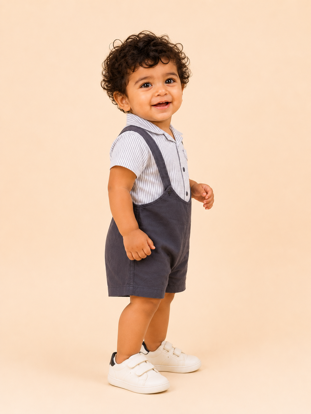 Boys White Shirt With Navy Soft Cotton Kids Fashion Wear BloomUp