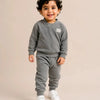 Grey Textured Co-ord Set for Boys – Soft Full Sleeve Sweatshirt & Jogger Pants Set