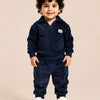 Navy Blue Velour Co-ord Set for Boys – Soft Full Sleeve Sweatshirt & Jogger Pants Set