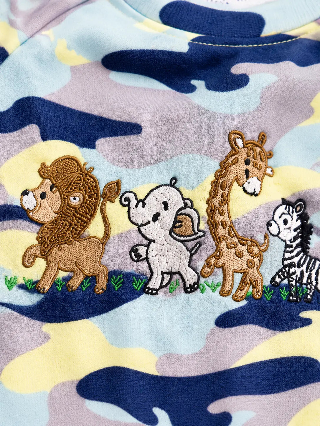 BloomUp Pastel Camo Safari Animal Sweatshirt & Jogger Set for Kids – Soft Cotton Blend Co-ord Outfit for Boys & Girls