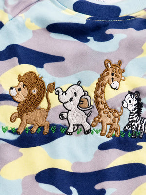 BloomUp Pastel Camo Safari Animal Sweatshirt & Jogger Set for Kids – Soft Cotton Blend Co-ord Outfit for Boys & Girls