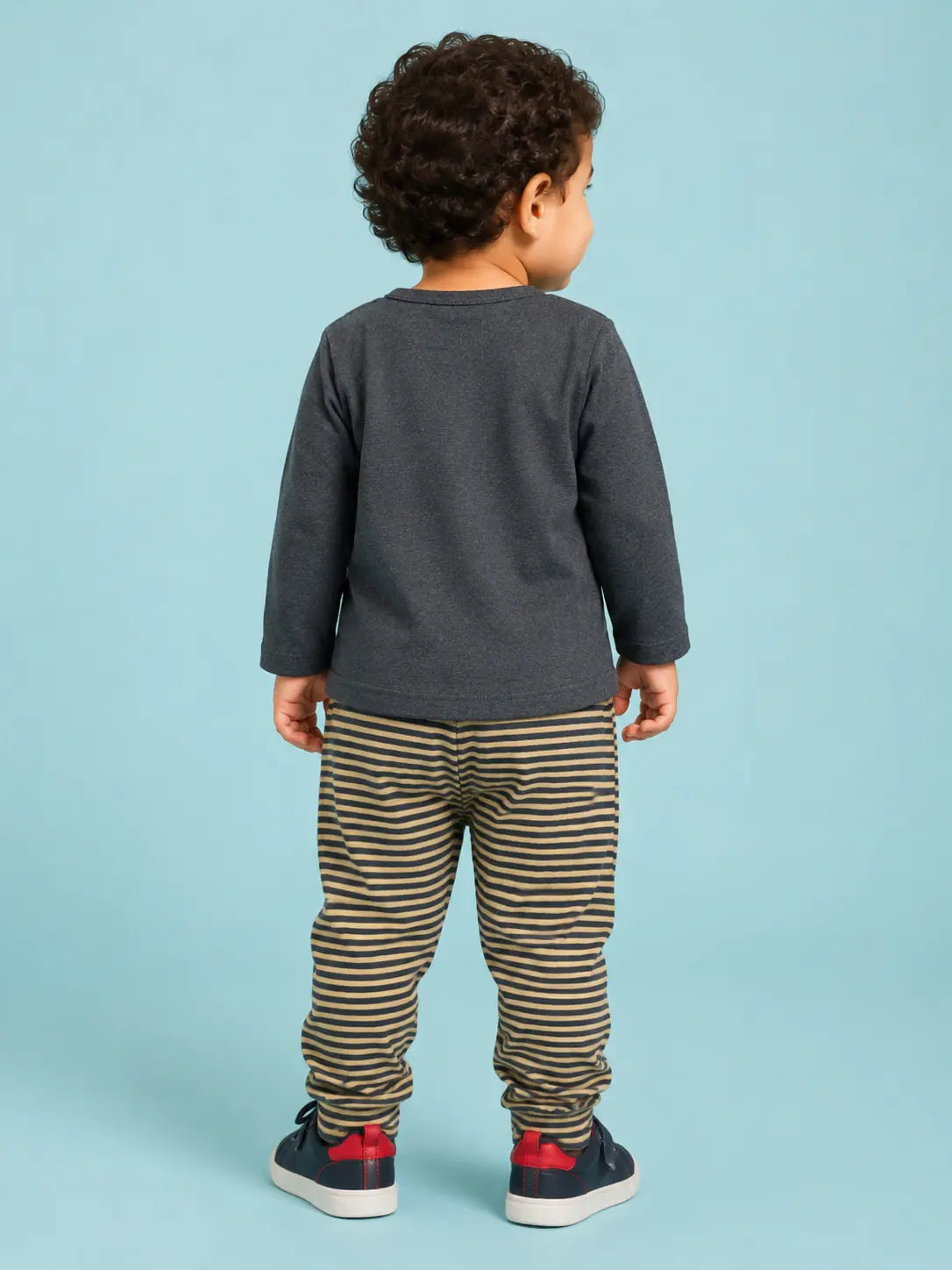 BloomUp Charcoal Animal Print Full Sleeve Co-ord Set for Babies