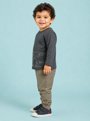 BloomUp Charcoal Animal Print Full Sleeve Co-ord Set for Babies