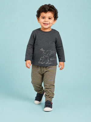 BloomUp Charcoal Animal Print Full Sleeve Co-ord Set for Babies