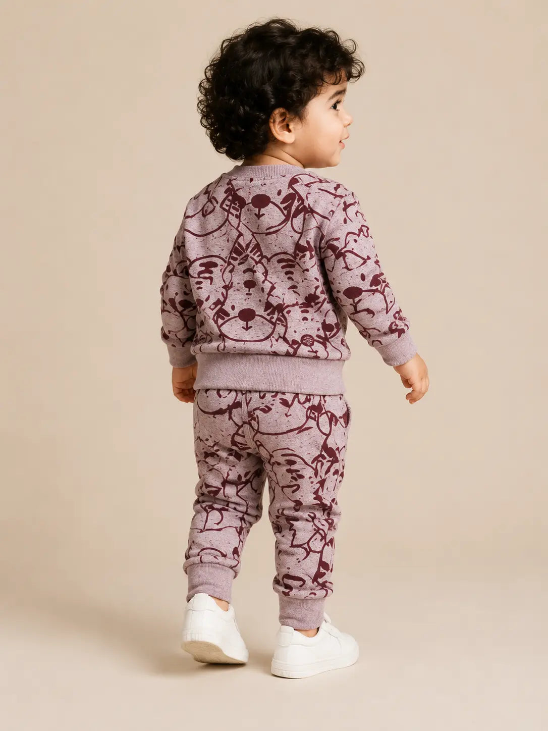 BloomUp Pink Tiger Print Co-ord Set for Baby Girls – Soft Sweatshirt & Jogger Pants Set